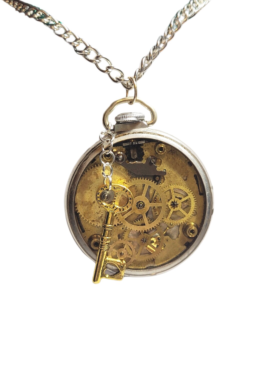 Steampunk Pocket Watch Cogs, Gears and Key Resin Necklace for Cosplay ...
