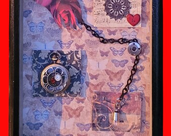 Steampunk Shadow Box 8x10, Steampunk Art, Industral Shadow Box, Mechanical Art, Scientific Art, Retro Art
