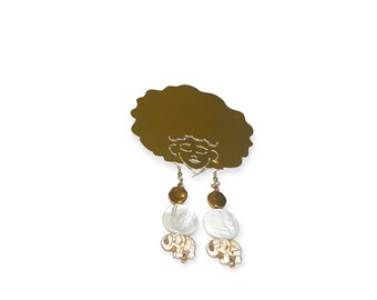 Gold Metal Ivory Elephant Beaded Earrings