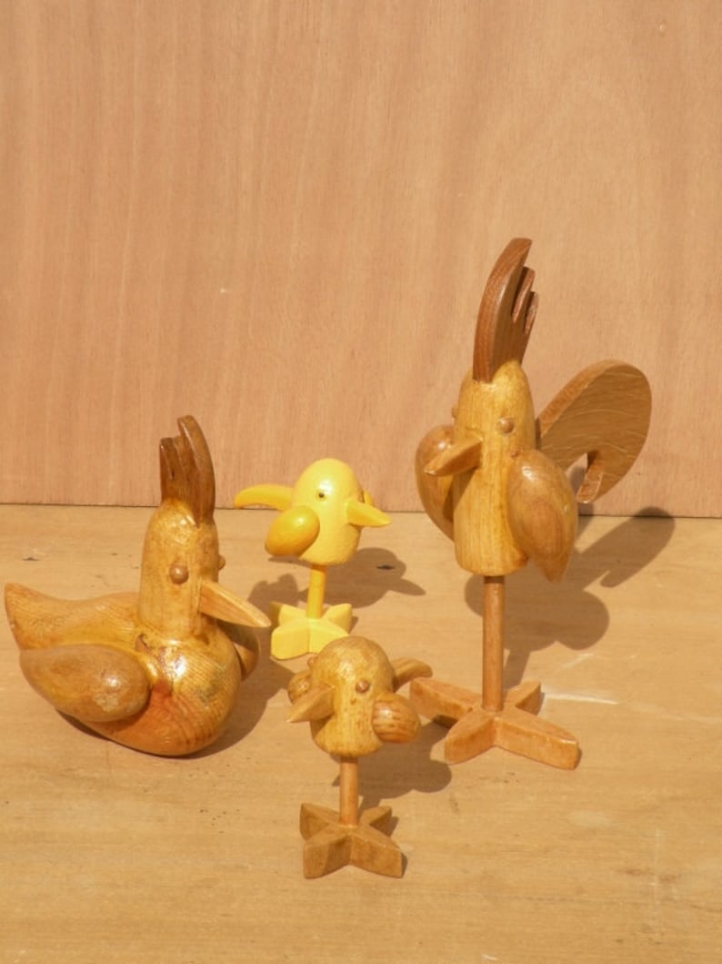 Sculptures Rooster Hyby Wooden Chicks image 1