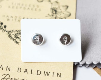 STERLING SILVER STUDS, Recycled Sterling Silver Earrings, Hand Stamped Silver Earrings, Silver Stud Earrings, Silver Earrings