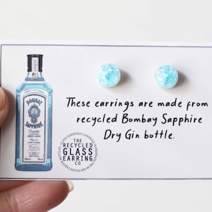 BOMBAY SAPPHIRE EARRINGS, Recycled Gin Bottle Earrings, Recycled Bombay Sapphire Earrings, Glass Earrings, Recycled Liquor Bottle Earrings image 9