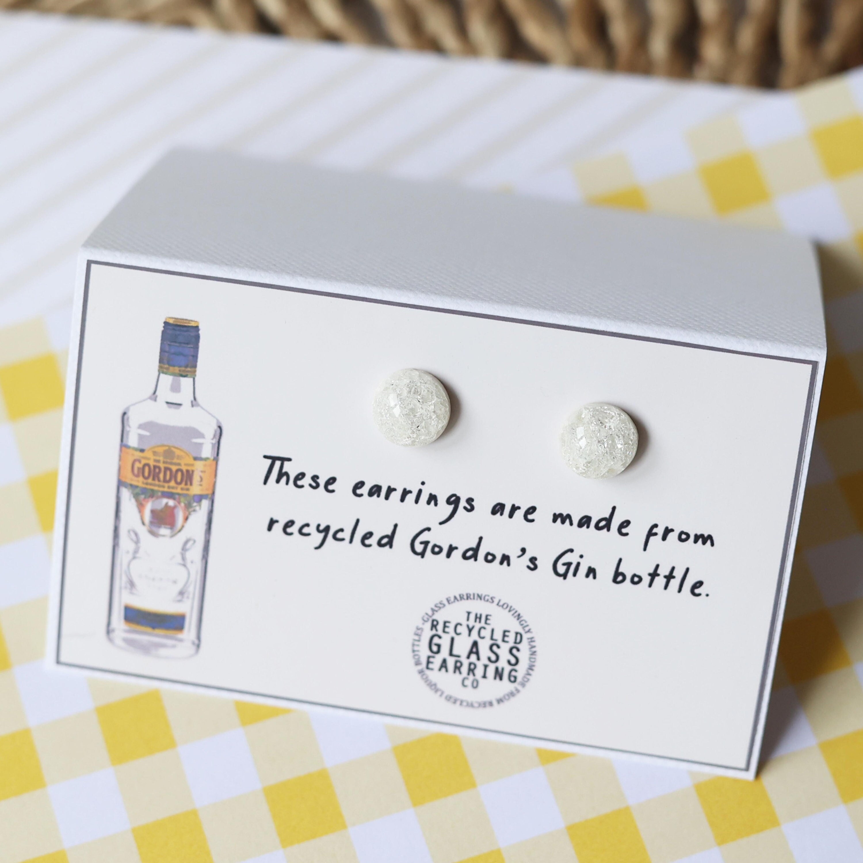 GORDONS GIN EARRINGS, Recycled Liquor Bottle Earrings, Gin Earrings, Liquor Bottle Earrings, Unique Fashion