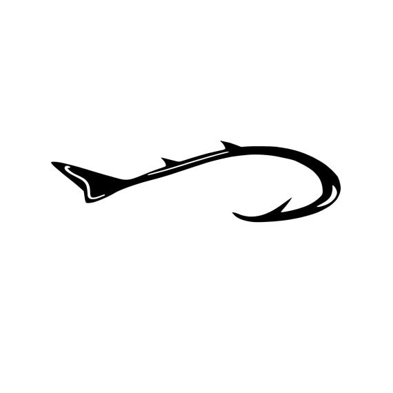 Hook-shaped Fish Decal | Fishing | Vinyl | Diecut Decal | Car | Window  Decal | Laptop Sticker