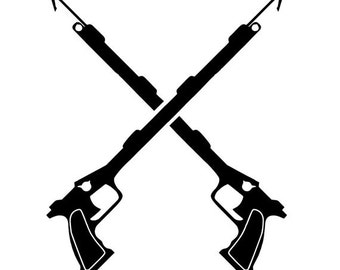 Speargun Decal | Crossed Speargun | Fishing | Vinyl | Diecut | Decal | Car | Window Decal |  Laptop Sticker