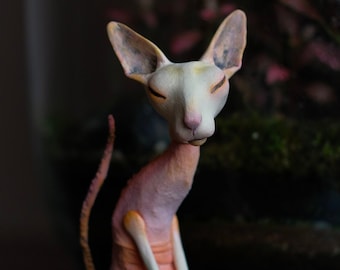 DOWNLOADABLE image, Image of original doll by Duduki, high resolution, gloomy, art print, high resolution image, wall decor, sphynx cat