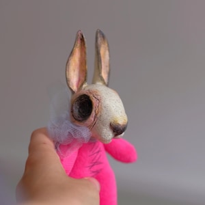 OOAK art doll, bunny, goth doll, animal doll, handmade, Collectible, textile sculpture, goth art, creepy cute, plushie, stuffed toy