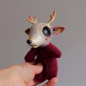OOAK art doll, deer, goth doll, animal doll, handmade, Collectible, textile sculpture, goth art, creepy cute, plushie, stuffed toy