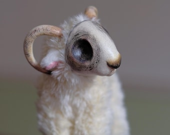 OOAK art doll, goat, sheep, goth doll, animal doll, handmade, Collectible toy, textile, goth art, creepy cute, plushie, stuffed toy