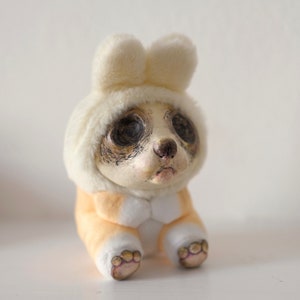 OOAK art doll, cat, goth doll, animal doll, handmade, Collectible, textile sculpture, goth art, creepy cute, plushie, stuffed toy, bunny