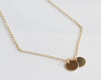 Personalized Disc Pendant Necklace by The Statement House, Gold Circle Disc Charm Layering Necklace