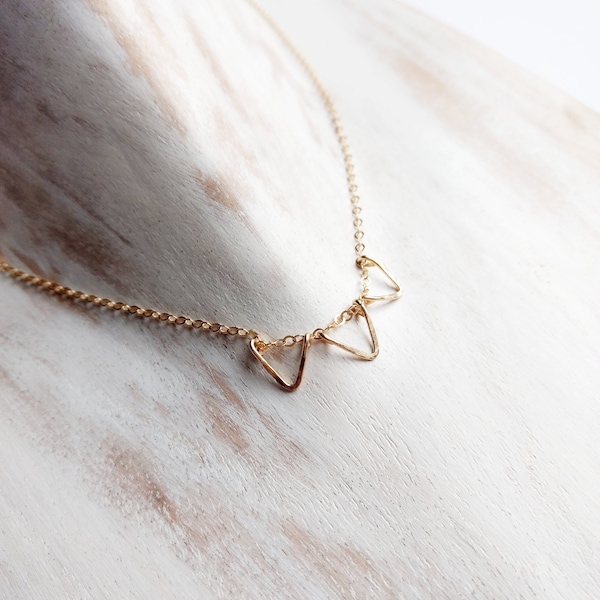 Dainty Gold Hammered Triangle Necklace by The Statment House, Gold Layering Necklace, Charm Necklace