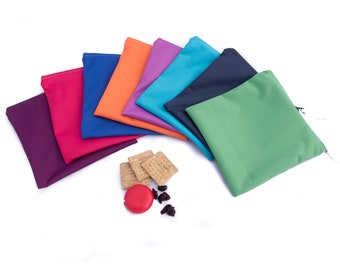 Set of 10 Reusable Sandwich Bags, assorted muticolor, ecofriendly zipper lunch pouch