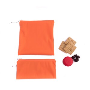Ensemble de sacs à collation et à sandwich réutilisables orange, pochette zéro déchet, sac à collation en tissu, sac PUL sans danger pour les aliments, sac à lunch lavable
