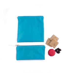 Wiederverwendbarer Snack und Brotbeutel Set Türkis, Zero Waste Beutel, Snacksack aus Stoff, lebensmittelechter PUL Beutel, waschbarer Lunchbag