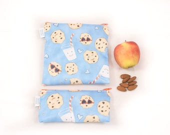 Reusable Sandwich Snack Bag Set Cookie, reusable food bag, ecofriendly snack bag, zippered snack bag set, snack pouch, lunch bag, snack sack