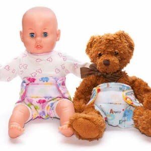 Doll Diaper, Cloth Diaper for Dolls, Dolly Diaper, Baby Doll Cloth, Stuffed animal diaper, reusable diaper, teddy bear diaper, play diaper