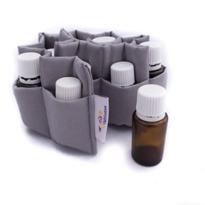 Herausnehmbarer Einsatz für ätherische Öle Grau, gepolsterter Trennwand für Öle, Kosmetikeinsatz, Taschenorganizer, Aromatherapie-Geldbeutel-Organizer