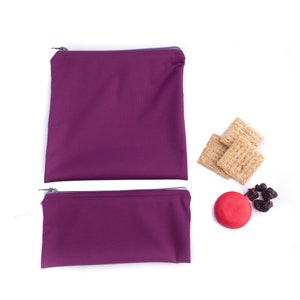 Ensemble de sacs à collation et à sandwich réutilisables violet, pochette zéro déchet, sac à collation en tissu, sac PUL sans danger pour les aliments, sac à lunch lavable
