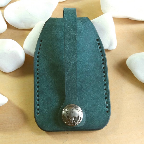 Handmade Badalassi PUEBLO leather key holder, Italian BLUE GREEN Pueblo leather key pouch, key wallet, key case, key bag, house keeper