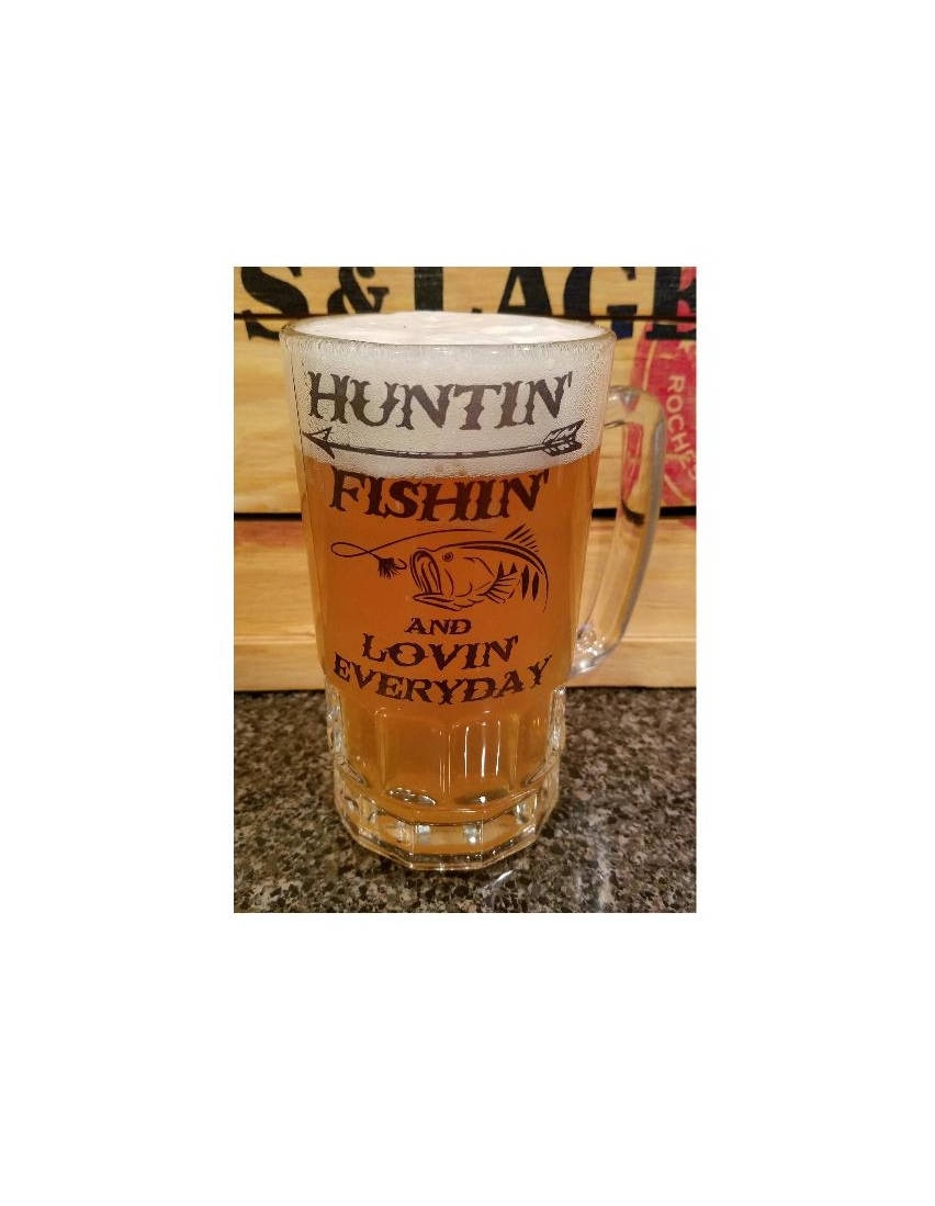 Hunting and Fishing Beer Mug Fathers Day Gift Beer Stein