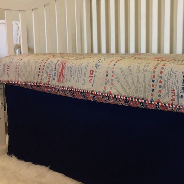 Blue Crib Skirt Etsy