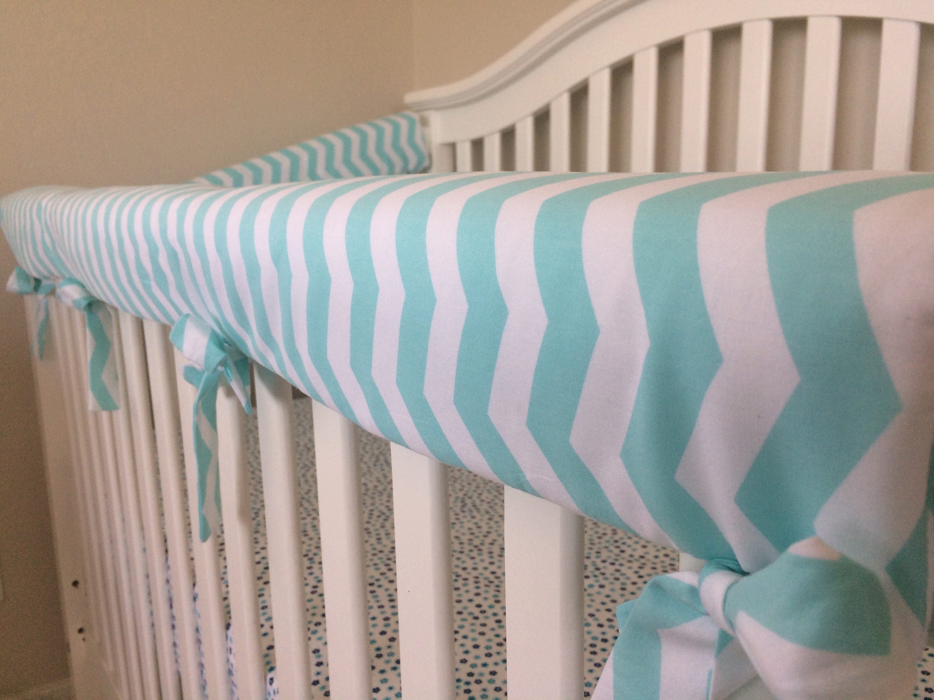 Mint Chevron 3 Pc Crib Rail Cover Teething Rail Cover Crib Etsy