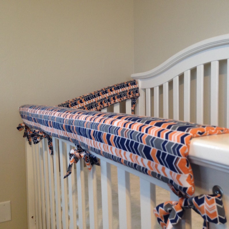 Crib Rail Cover Blue And Orange Rail Cover Crib Rail Guards Etsy
