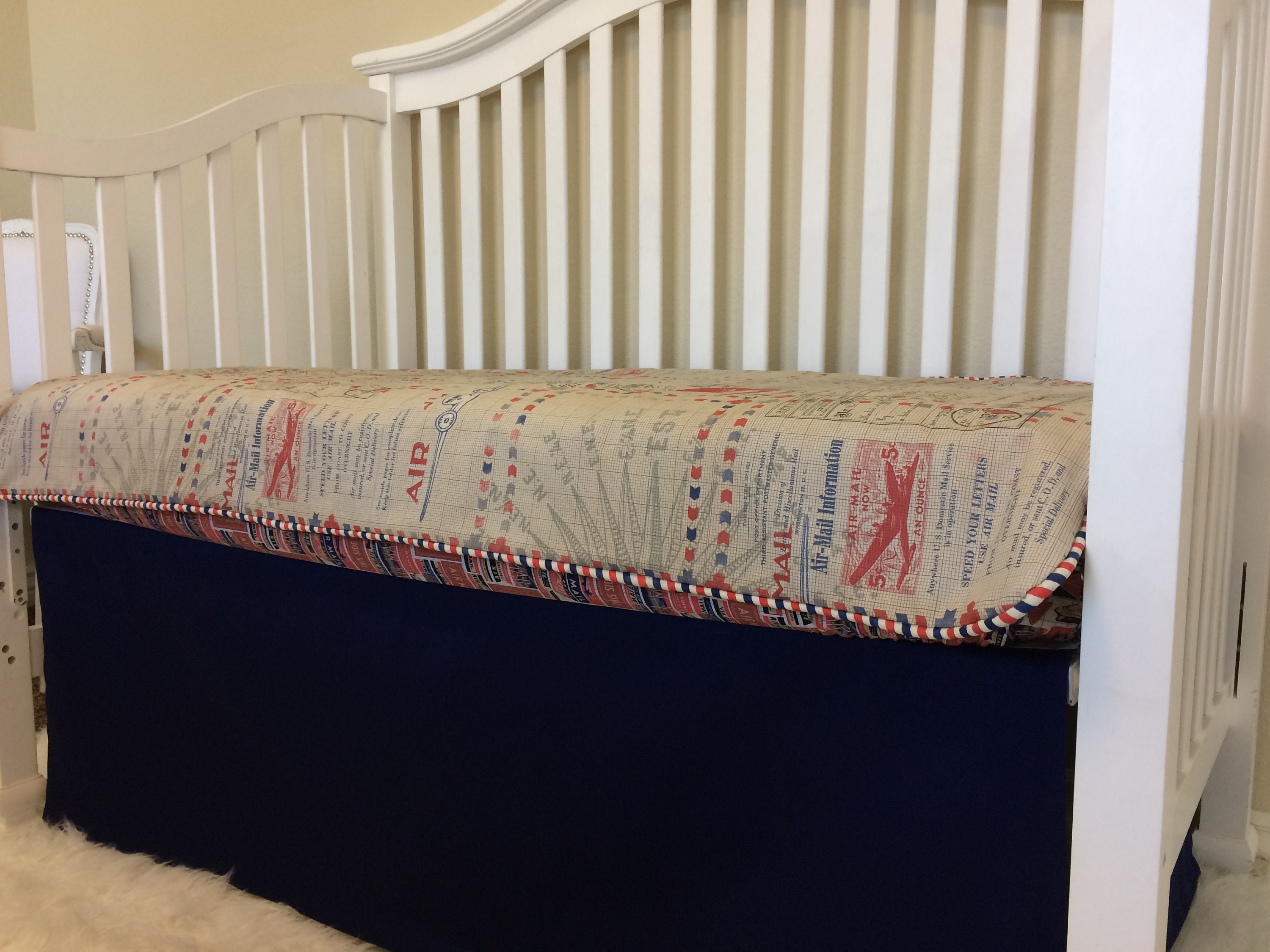 navy crib skirt