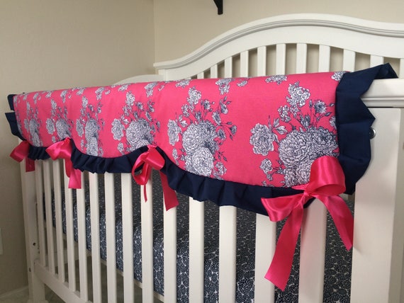Floral Crib Rail Cover Pink And Blue Crib Rail Cover Crib Etsy