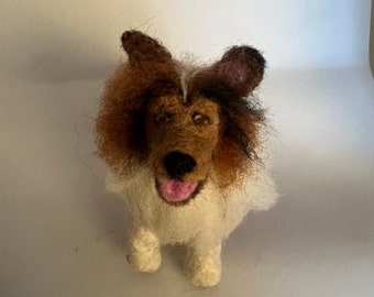 Needle-Felted Collie Dog Sculpture