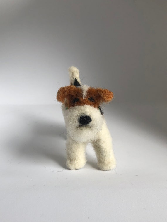 Needle Felted Wire Haired Fox Terrier Dog Sculpture Etsy