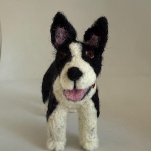 Nadel gefilzter Boston Terrier Hund Skulptur