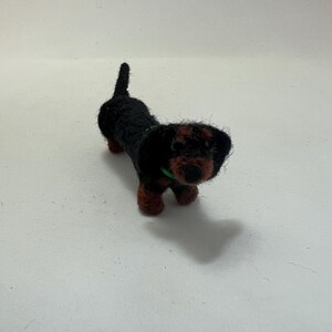 Needle-Felted Black and Tan Dachshund Dog Sculpture