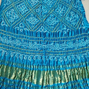 Gajji Silk Zari Sea Blue Bandhani Dupatta - 80 grams pure silk - handwoven