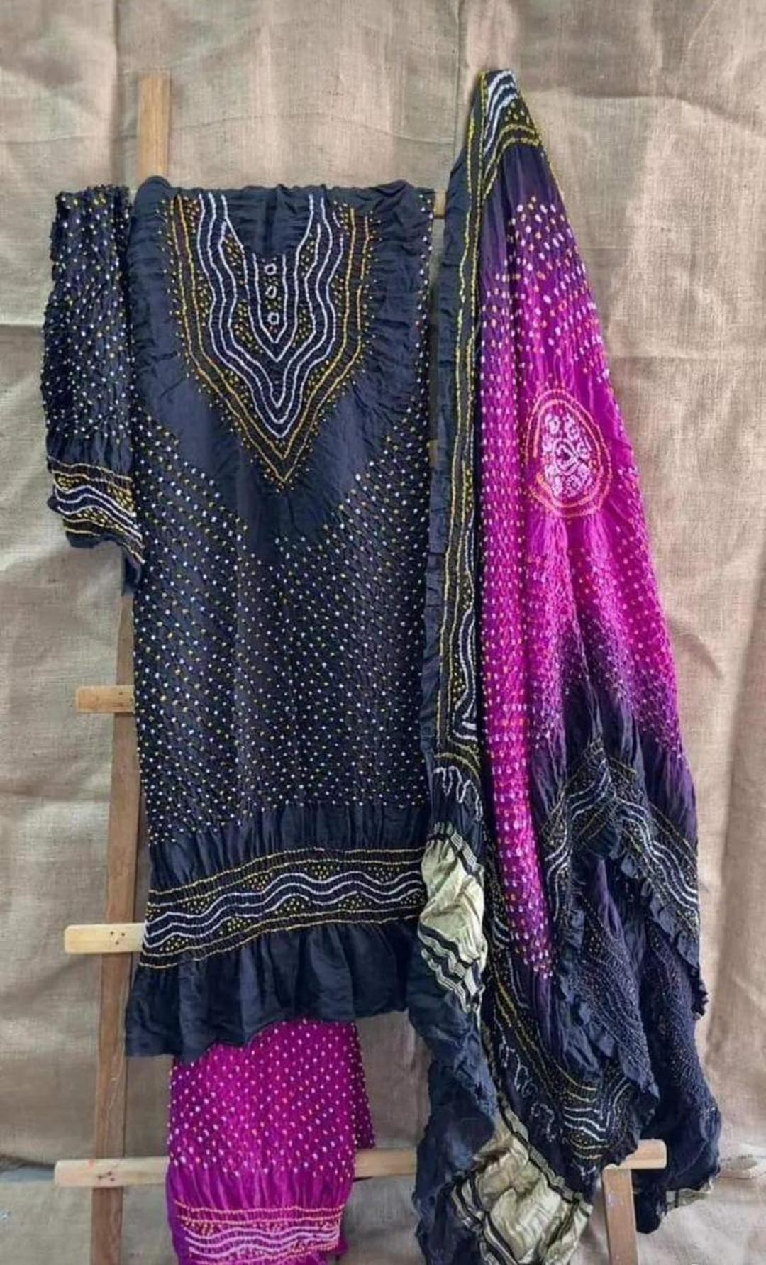 Women Purple Gaji Silk Un Stitched Suit Ethnic Collections main image 1