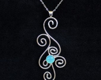 Custom Sterling Silver Pendant Necklace • Swirls • Gift • Anniversary • Birthday • Mother's Day • Wedding • Spirals