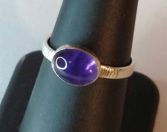 Amethyst Sterling Silver Ring • 8x10 Oval • Stamped • Handmade • Gift • Purple • Size 8 • Anniversary • Boho Chic • Unique