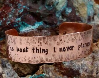 Inspiration Cuff Bracelet, Hammered Copper Cuff, Custom Stamped Message or Quote, Handmade, Copper Bracelet, Personalized Jewelry, Wide Cuff