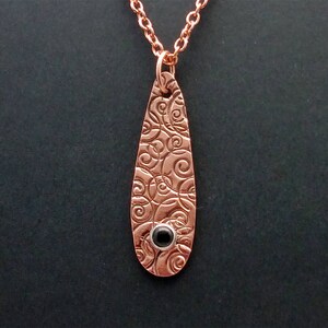 Gemstone Copper Spirals Drop Pendant Necklace Custom, Handmade, Organic, Boho, Chic image 2