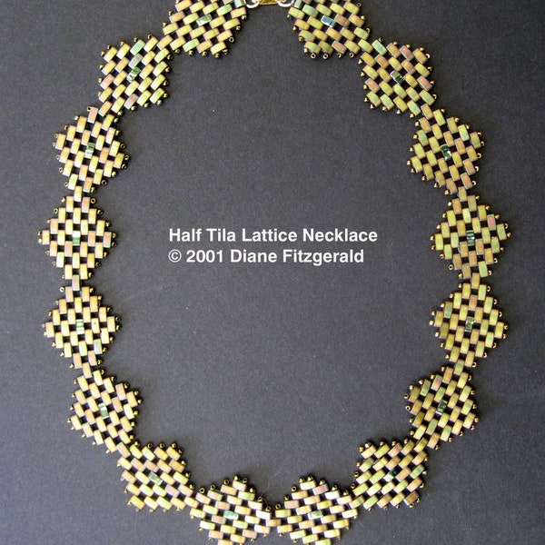 Half Tila Lattice Necklace and Earrings TUTORIAL, plus Bonus Pattern