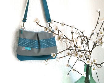 Bag lined teal pockets Asanoha collection