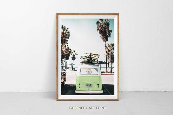 VW Bus Art Print Contemporary Abstract Watercolor Wall Decor