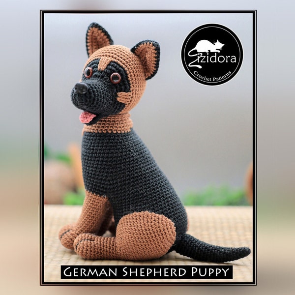 PATTERN (English Only):  German Shepherd Puppy - crochet dog, crochet puppy, crochet German Shepherd, amigurumi dog - Instant PDF Download