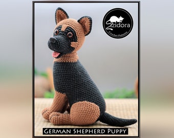 PATTERN (English Only):  German Shepherd Puppy - crochet dog, crochet puppy, crochet German Shepherd, amigurumi dog - Instant PDF Download