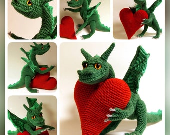 PATTERN (English Only): Dragon of Love - crochet dragon, amigurumi dragon, amigurumi pattern, fantasy crochet pattern - Instant PDF Download