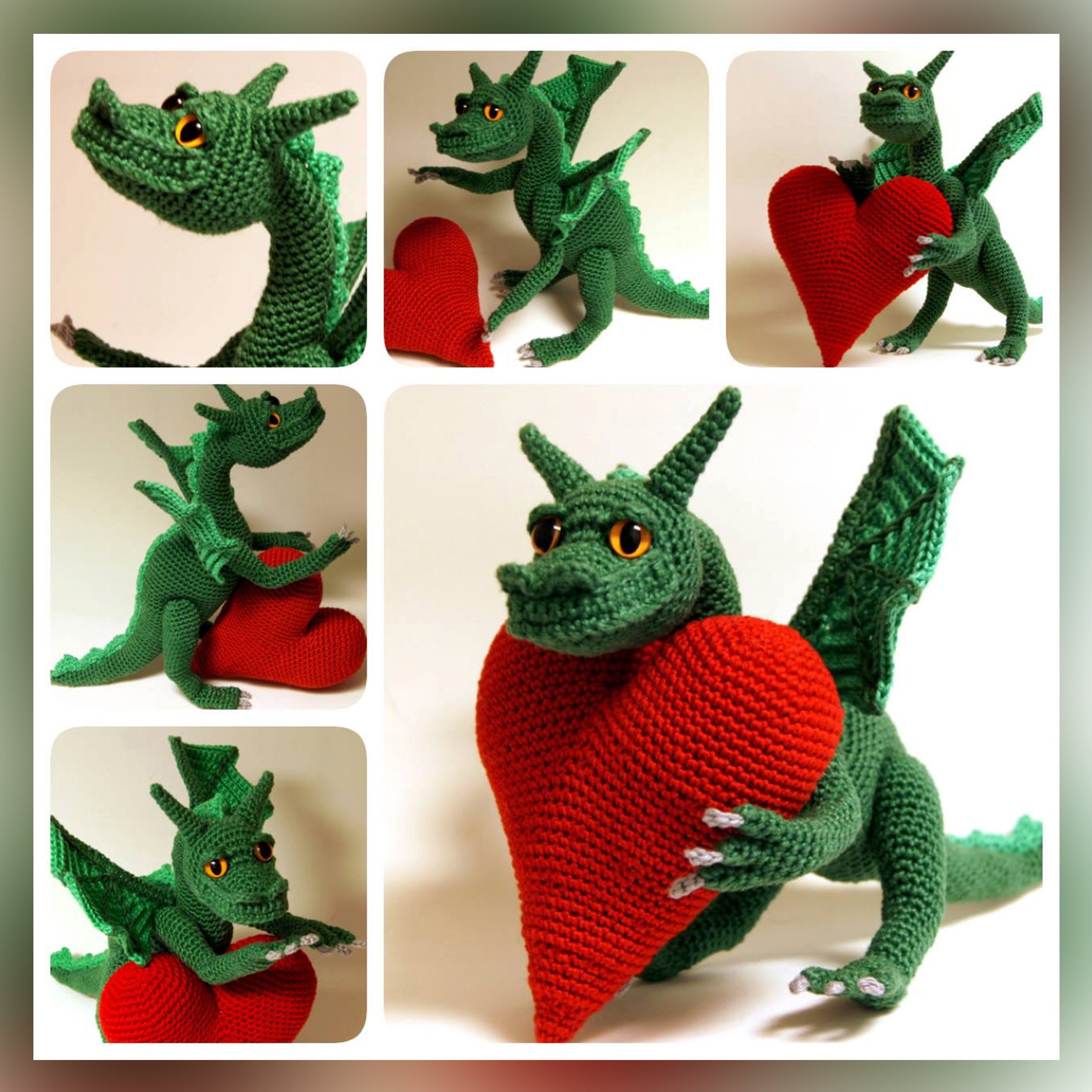 PATTERN (English Only): Dragon of Love - crochet dragon, amigurumi dragon, amigurumi pattern, fantasy crochet pattern - Instant PDF Download