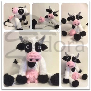 PATTERN (English Only): Bella the Cow, crochet cow, crochet animal, amigurumi cow - Instant PDF Download