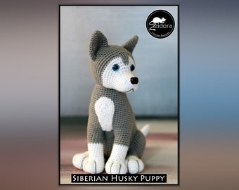 PATTERN (English Only):  Siberian Husky Puppy - crochet dog, crochet puppy, crochet Siberian Husky, amigurumi dog - Instant PDF Download