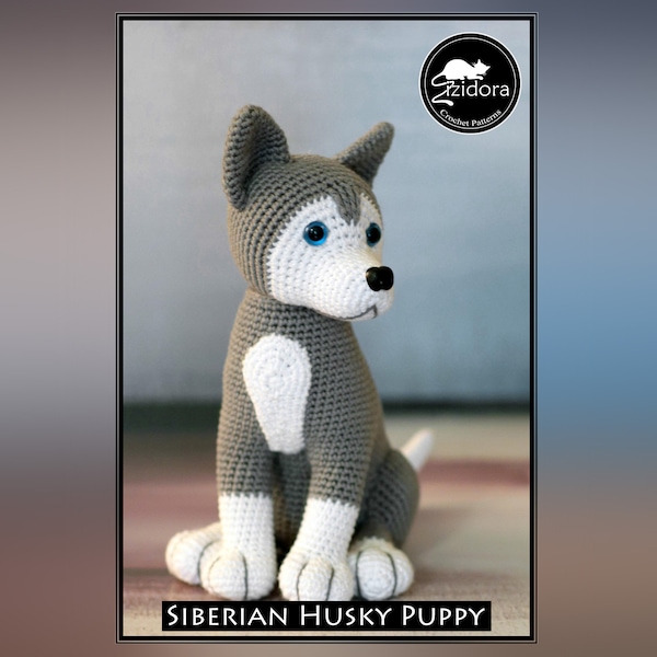 PATTERN (English Only):  Siberian Husky Puppy - crochet dog, crochet puppy, crochet Siberian Husky, amigurumi dog - Instant PDF Download